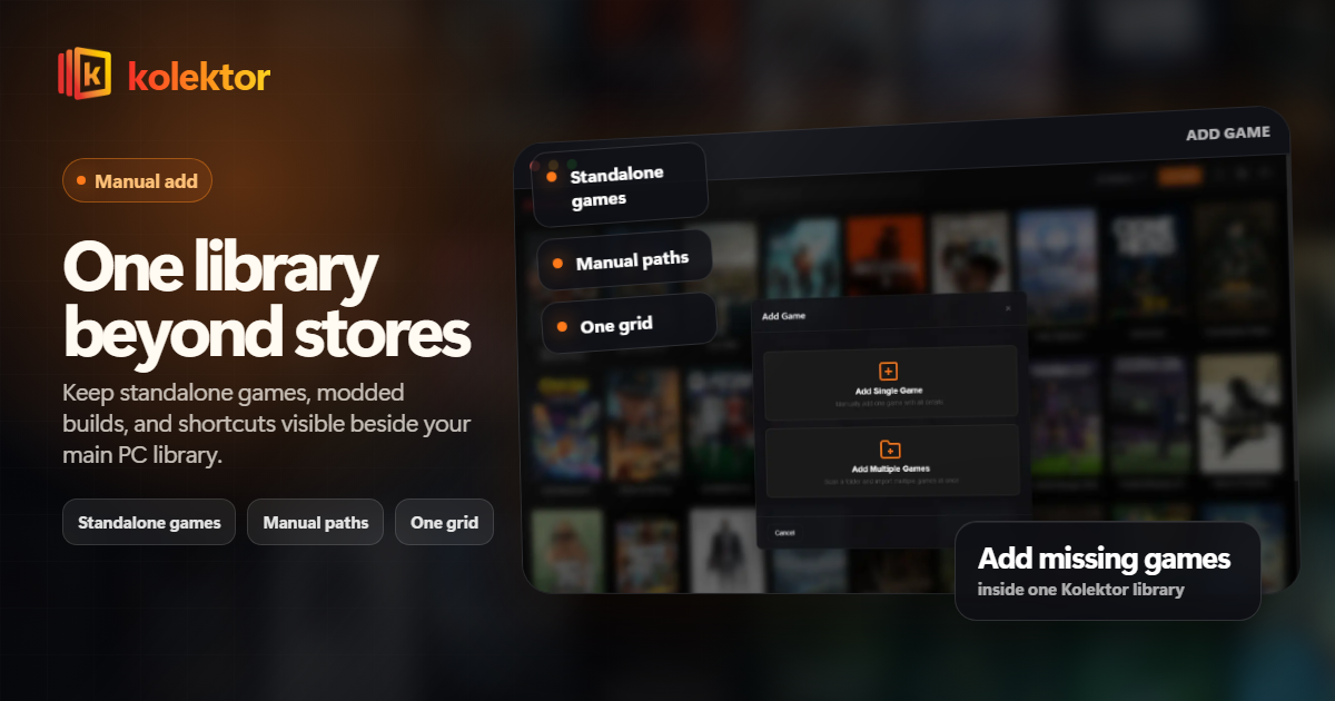 Kolektor guide for adding non-Steam games to one PC library