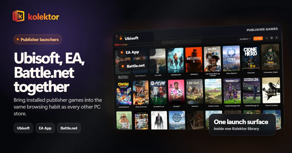 Kolektor guide to organizing Ubisoft EA and Battle.net games
